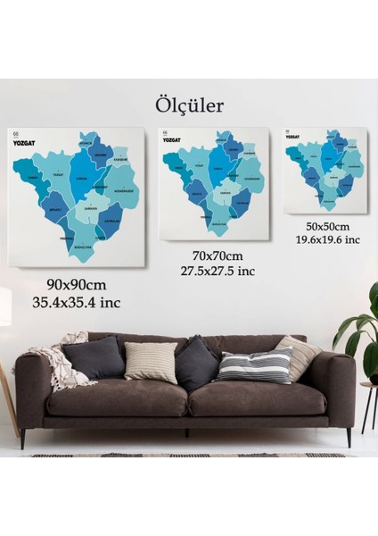 - Yozgat Ili ve Ilçeler Haritası Dekoratif Kanvas Tablo 1486 indirimleri