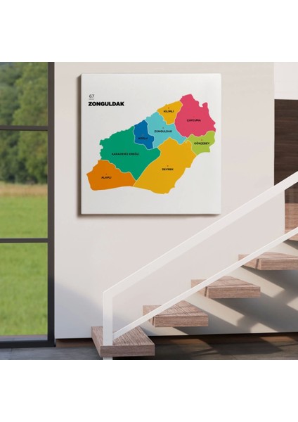 - Zonguldak Ili ve Ilçeler Haritası Dekoratif Kanvas Tablo 1487 fırsatları