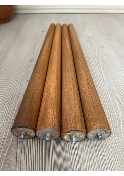 50 cm Açık Meşe Ahşap Konik Masa Sandalye Sehpa Ayağı | 4’lü Set – Bağlantı Aparatları ve Vidalar Dahil
