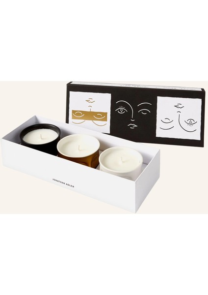 Muse 3’lü Porzelen Mum Seti Yüz Kabartmalı, Farklı Kokulu, Şık Kutulu