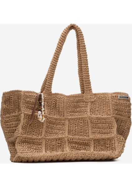 Kadın Hasır El Yapımı Şık Omuz Çantası Zy 25005 Keten