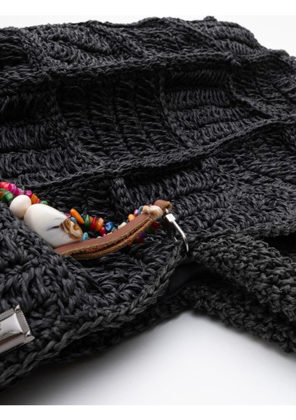 Kadın Hasır El Yapımı Şık Omuz Çantası Zy 25005 Siyah fırsatları