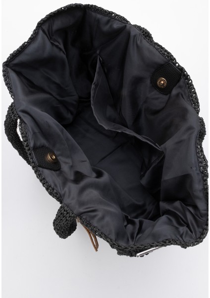 Kadın Hasır El Yapımı Şık Omuz Çantası Zy 25005 Siyah indirimleri