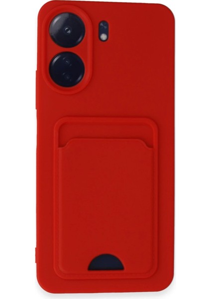 Xiaomi Redmi 13C Kılıf Kelvin Kartvizitli Silikon - Kırmızı Bstmy