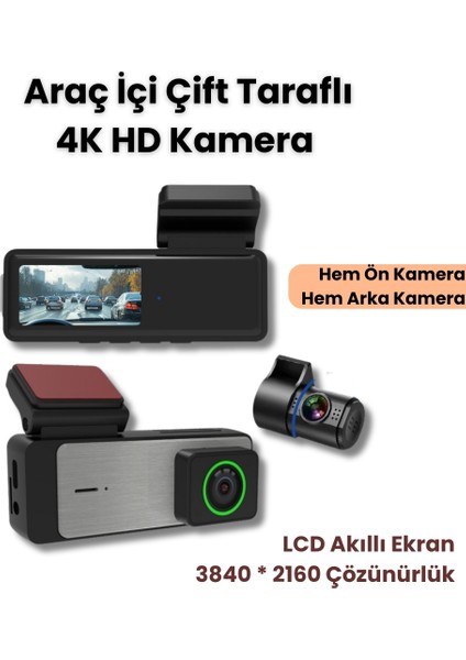 Araç Içi Kamera 4K Ultra Hd 3840*2160 Wifi 140*GENIŞ Açı 1,47 Inç Ekranlı Sensörlü