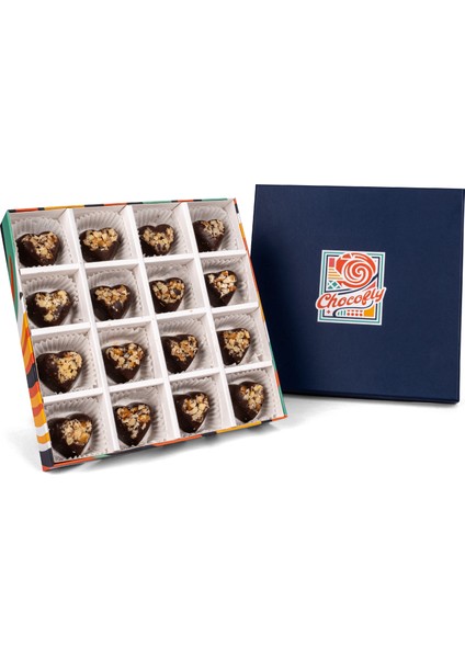 Chocoflychocolate Chocofly Çatlak Series 16'lı El Yapımı Belçika Çikolatası( Kalp Bitter)