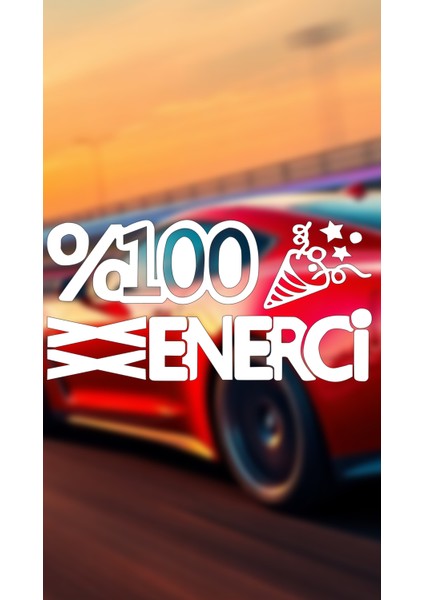 Yüzde Yüz Enerji 20X10 Jdm Yazı Araba-Motosiklet Cam Etiket Sticker Beyaz Renk