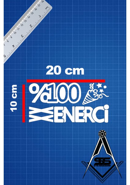 Yüzde Yüz Enerji 20X10 Jdm Yazı Araba-Motosiklet Cam Etiket Sticker Beyaz Renk fiyatları