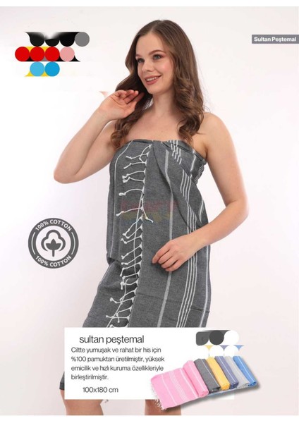 Sultan Peştemal , Pamuklu , 100X180 , Çizgi Desenli