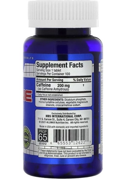 Nutrition Kafein - 100 Tablet fiyatları
