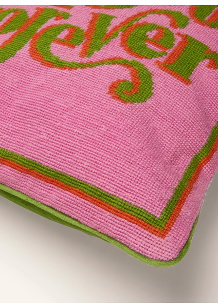 Goblen Işlemeli Kadife Sırtlı Dekoratif Yastık – 40 x 40 Cm, Yazı Detaylı, Dolgulu modelleri