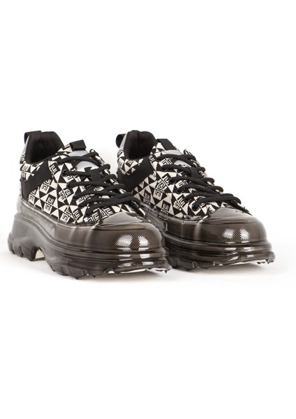 Erkek Sneaker Kalın Tabanlı Bağcıklı Günlük Ayakkabı 19094 Siyah/bej fiyatları