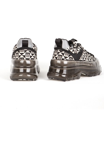 Erkek Sneaker Kalın Tabanlı Bağcıklı Günlük Ayakkabı 19094 Siyah/bej modelleri