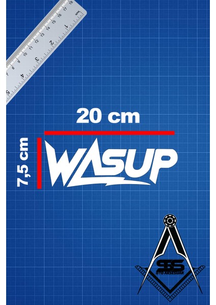 Wasup 20X7,5 Jdm Yazı Araba-Motosiklet Cam Etiket Sticker Beyaz Renk fiyatları