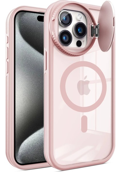 Iphone 15 Pro Kılıf Teleskop Lens Magsafe Silikon Kapak - Pembe Bstmy