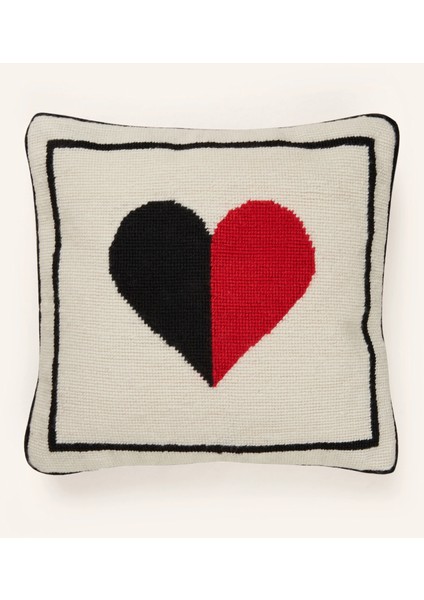 Hearts Dekoratif Yastık 30X30 cm Goblen Işlemeli, Kadife Arka Yüzeyli