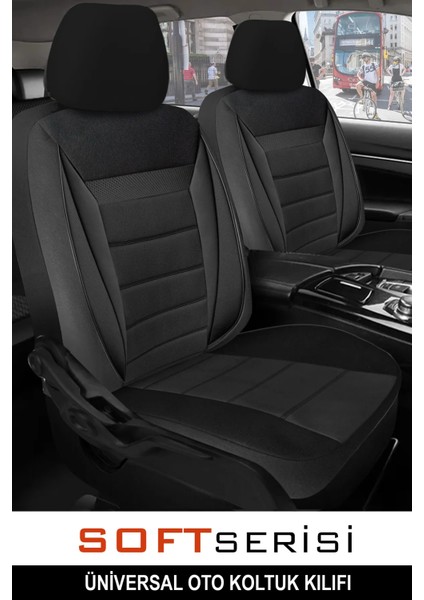 Renault Chamade Uyumlu Tam Set Tay Tüyü Oto Koltuk Kılıfı Soft Siyah
