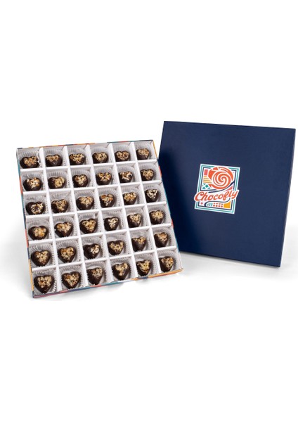 Chocoflychocolate Chocofly Çatlak Series 36'lı El Yapımı Belçika Çikolatası( Kalp Bitter)