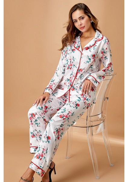 5654 Bayan Saten Pijama Takımı
