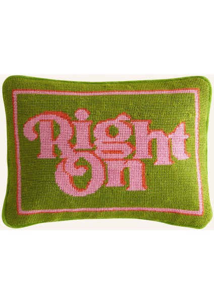 Goblen Işlemeli Yün Yastık – 23X30 Cm, Kadife Sırtlı, Fermuarlı, Dolgulu