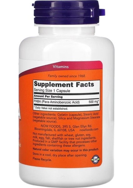 Foods Paba 500 mg 100 Kapsül