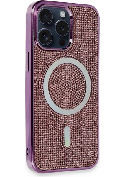Iphone 15 Pro Kılıf Diamond Magsafe Kapak - Derin Mor Bstmy