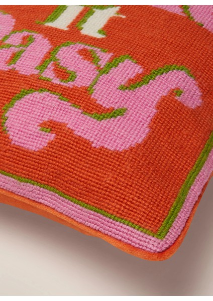 Take It Easy Yastık 30X30 Cm, Yün Ön Yüzey, Kaz Tüyü Dolgu, Mesajlı Tasarım fiyatları