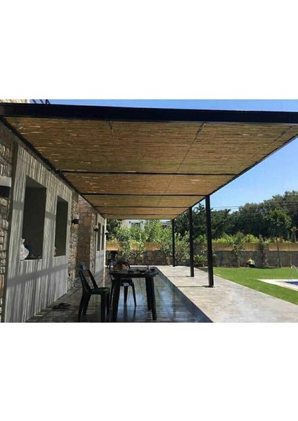 Kamış Çit Kamış Hasır Tel Dokumalı Kamış Bambu 1,5*5 Metre Gölgelik Doğal Kamış Hasır Çit-Gölgelik