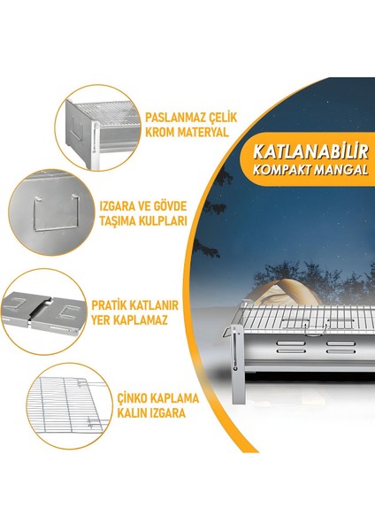Katlanır Mangal Pratik Mangal Yer Kaplamaz Piknik Mangalı Izgara Dahil Kutulu Mangal indirimleri