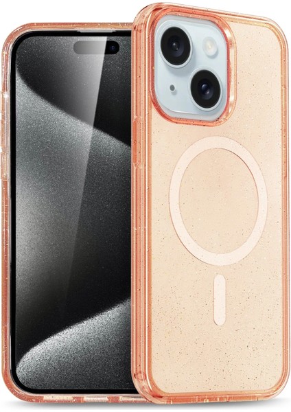 Iphone 15 Kılıf Glow Magsafe Kapak - Turuncu Bstmy