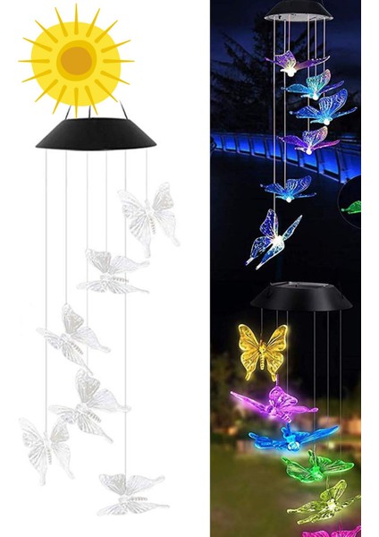 Güneş Enerjili Renk Geçişli Kristal Kelebek Aydınlatma / GT-SL08