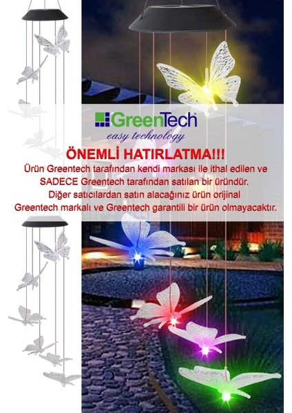 Güneş Enerjili Renk Geçişli Kristal Kelebek Aydınlatma / GT-SL08