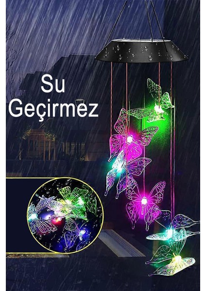 Güneş Enerjili Renk Geçişli Kristal Kelebek Aydınlatma / GT-SL08