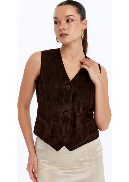 Kadın Hakiki Deri Süet Yelek modelleri