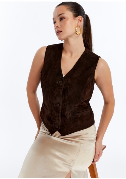 Kadın Hakiki Deri Süet Yelek fırsatları