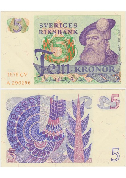 Isveç 5 Kron 1979 Çilaltı Kondisyon.