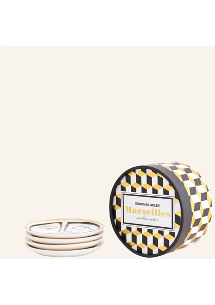 Soyut Yüz Çizimli 4 Parça Porselen Tabak Seti – Altın Detaylı, Ø10 cm fiyatları