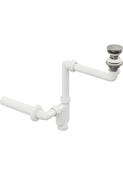 Smart Pop-Up Sifon , Taşma Delikli Krom +Comfort Yer Kazandıran Lavabo Sifonu -2 Parça Set