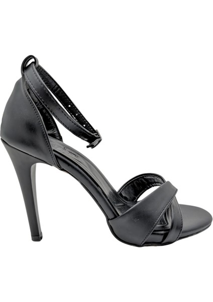 Madeleine | Abiye Önü Açık Çapraz Bant Topuklu Ayakkabı - Siyah - 36