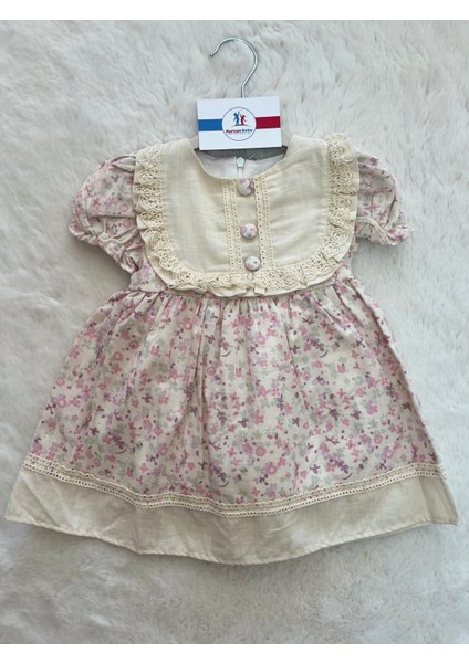 Çiçekli Keten Elbise