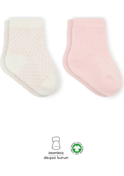 Puan Derby Penye Soket Çorap 2'li Pembe Ekru