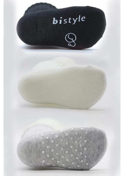 Kaymaz Penye Soket Çorap 3'lü Siyah Ekru Gri modelleri