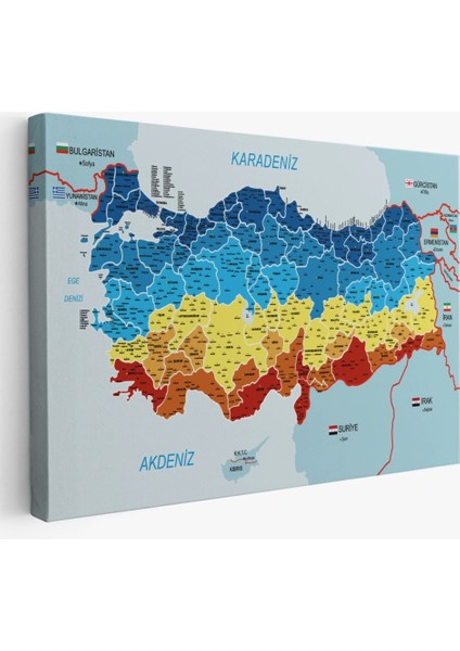 - Türkiye Haritası Kanvas Tablo Il ve Ilçeli Ayrıntılı Eğitici Komşulu Tablo 2998 fiyatları