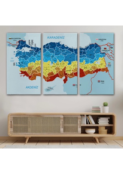 - Türkiye Haritası Kanvas Tablo Il ve Ilçeli Ayrıntılı Eğitici Komşulu Tablo 2998 modelleri