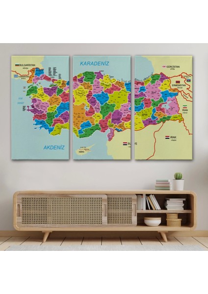 - Türkiye Haritası Kanvas Tablo Il ve Ilçeli Ayrıntılı Eğitici Komşulu Tablo 3001 modelleri