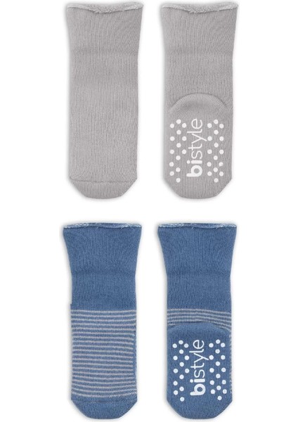 Çemberli Kaymaz Havlu Soket Çorap 2'li Indigo Gri modelleri