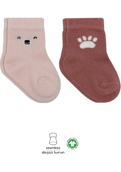 Bear Penye Soket Çorap 2'li Pembe