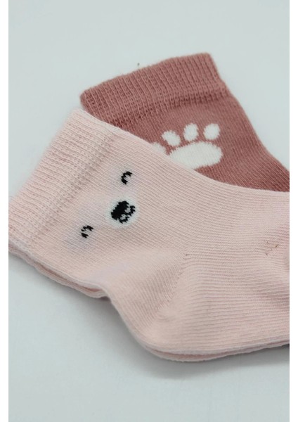 Bear Penye Soket Çorap 2'li Pembe