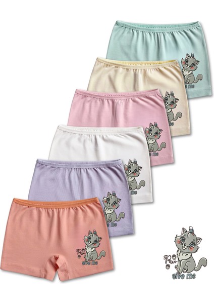 %95 Pamuklu Kız Çocuk Süprem Penye Boxer Külot Iç Çamaşır 6lı Set