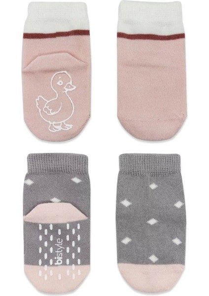 Hayvan Figür Kaymaz Kız Soket Çorap 2'li Gri modelleri